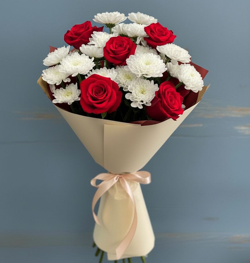 Букет цветов из: Розы и Хризантемы в Семено-Александровке