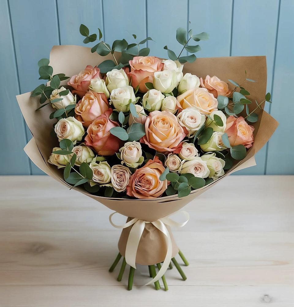 Букет цветов из: Альстромерии и Розы в Семено-Александровке