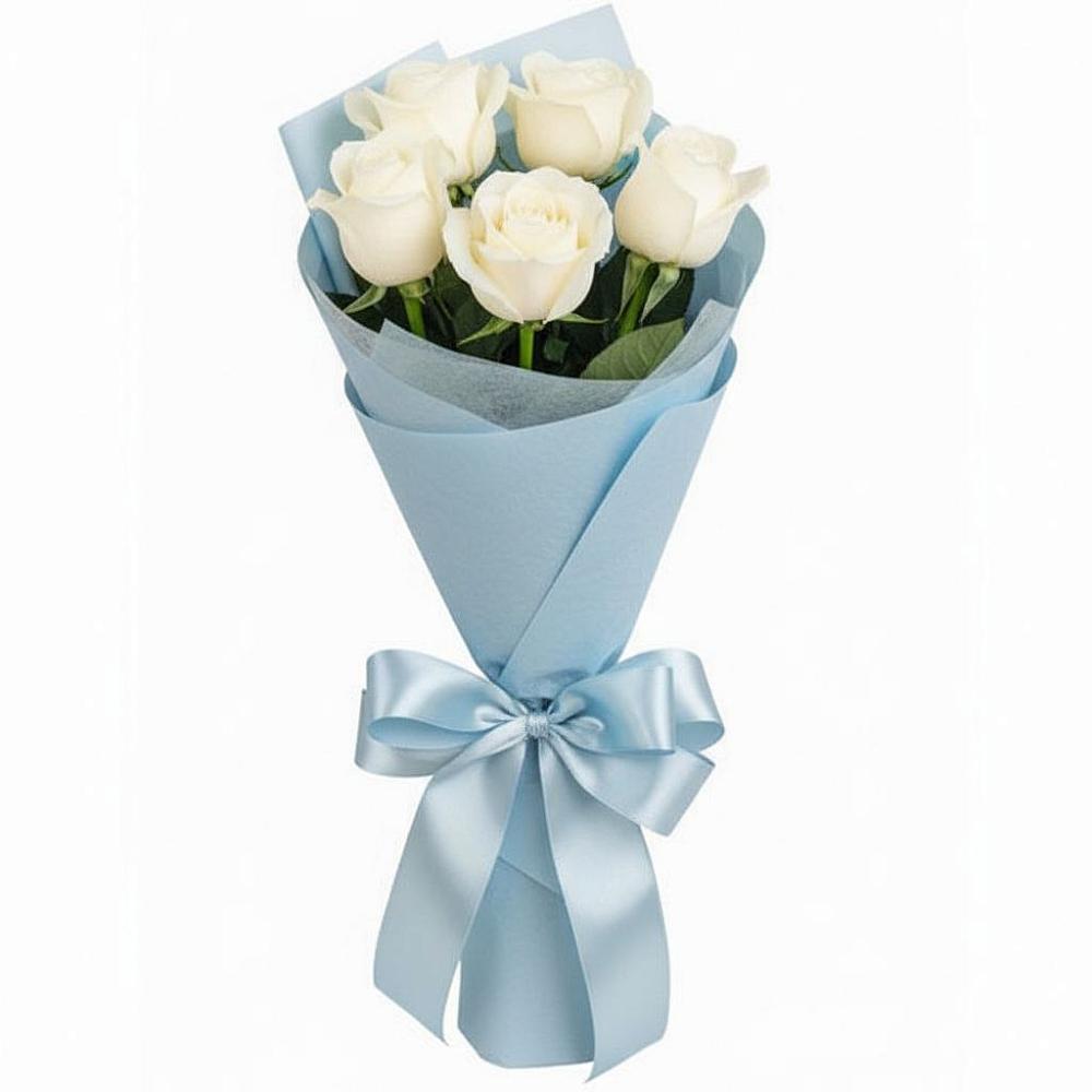 Букет 5 Белых роз Проуд в Семено-Александровке