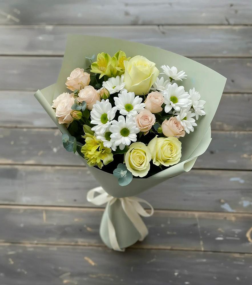 Букет цветов из: Альстромерии, Розы и Хризантемы в Семено-Александровке