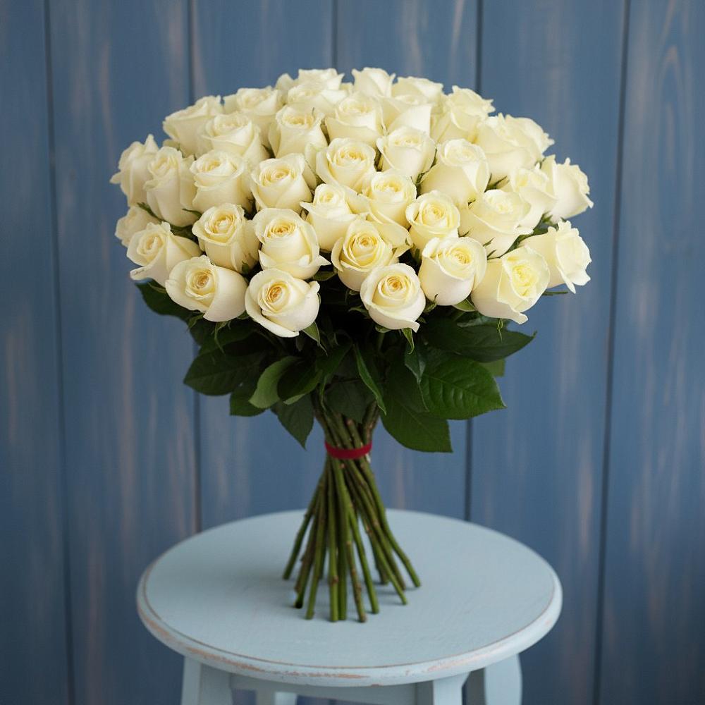 Букет 51 Белая роза Эдлесс Лав в Семено-Александровке