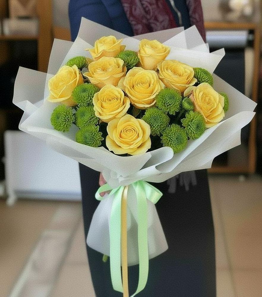 Букет цветов из: Хризантемы и Розы в Семено-Александровке