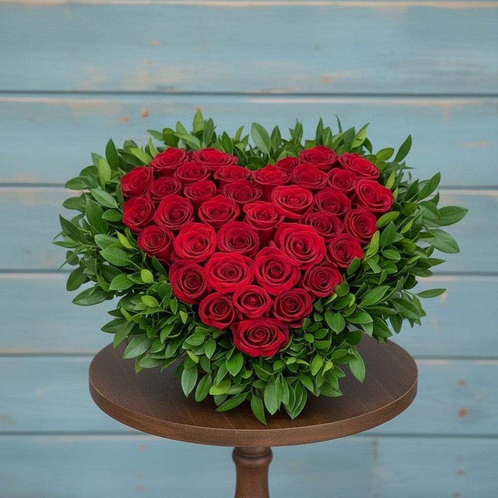 Цветочная композиция из Розы в виде сердца в Семено-Александровке