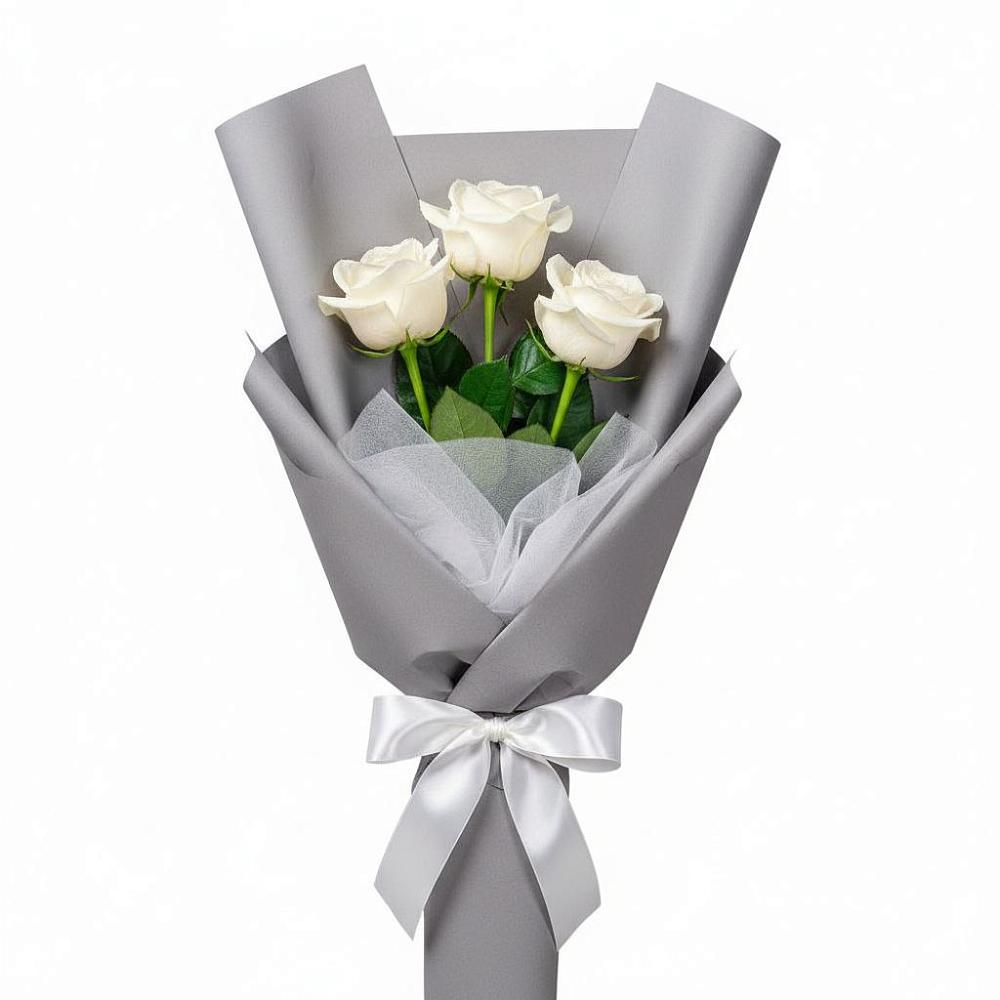 Букет 3 белые розы в Семено-Александровке