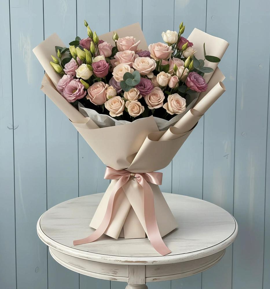 Букет цветов из: Розы и Лизиантусы в Семено-Александровке