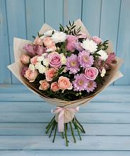 Букет цветов из:  Хризантемы, Розы и Альстромерии #REPLACE_PRED# Семено-Александровке