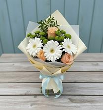 Букет цветов из:  Герберы, Розы и Хризантемы в Семено-Александровке