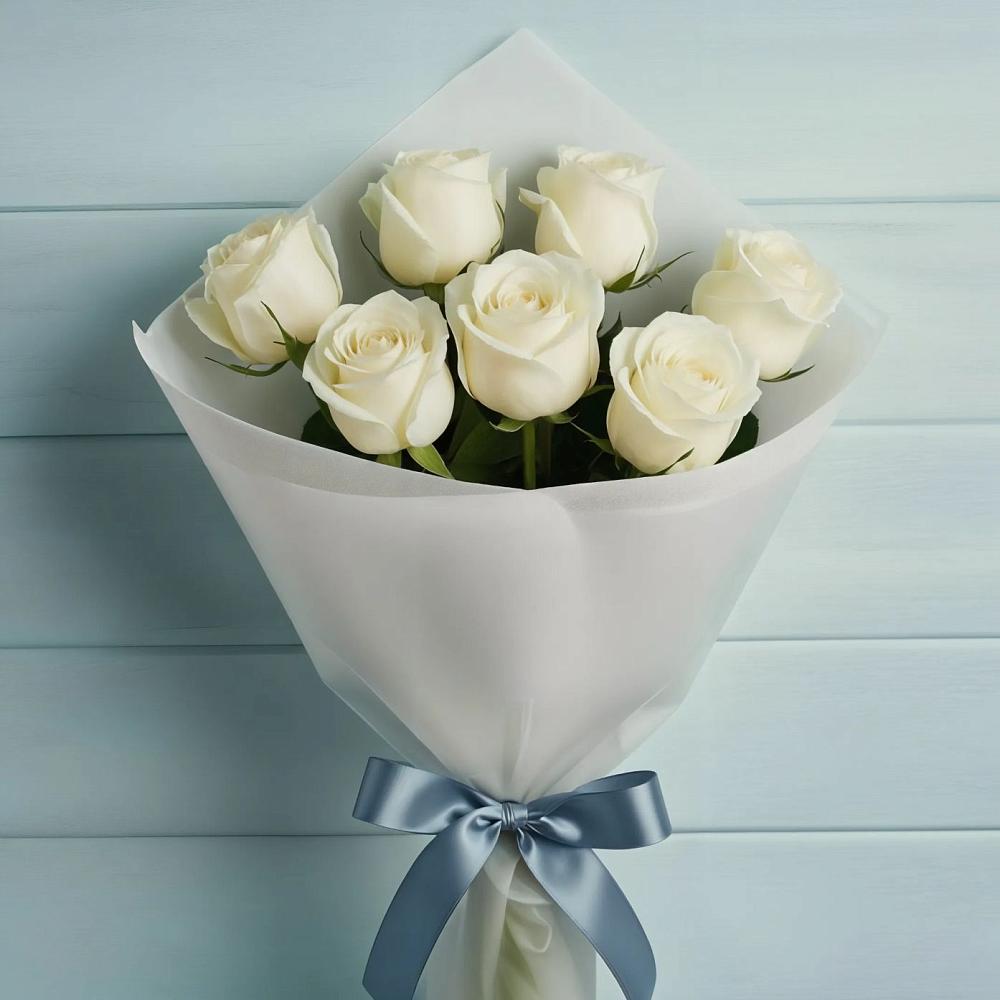 Букет 7 Белых роз Эдлесс Лав в Семено-Александровке